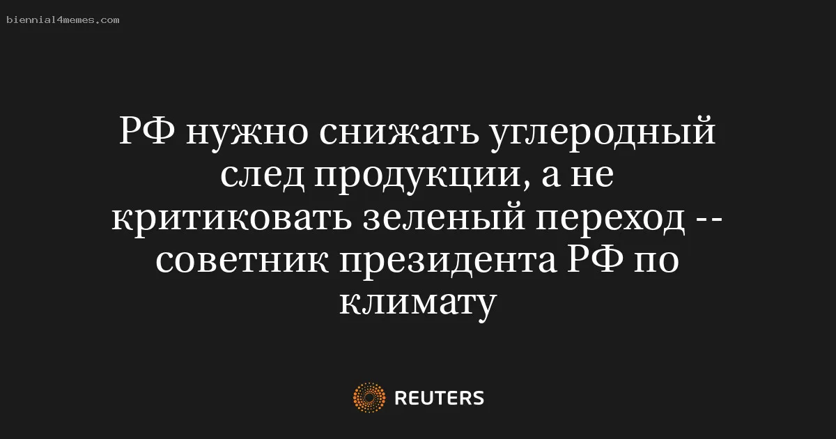 
								РФ нужно снижать углеродный след продукции, а не критиковать зеленый переход -- советник президента РФ по климату			