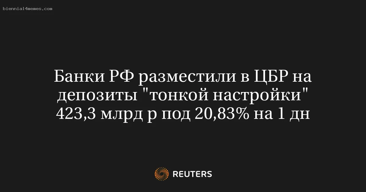 Банки РФ разместили в ЦБР на депозиты "тонкой настройки" 423,3 млрд р под 20,83% на 1 дн