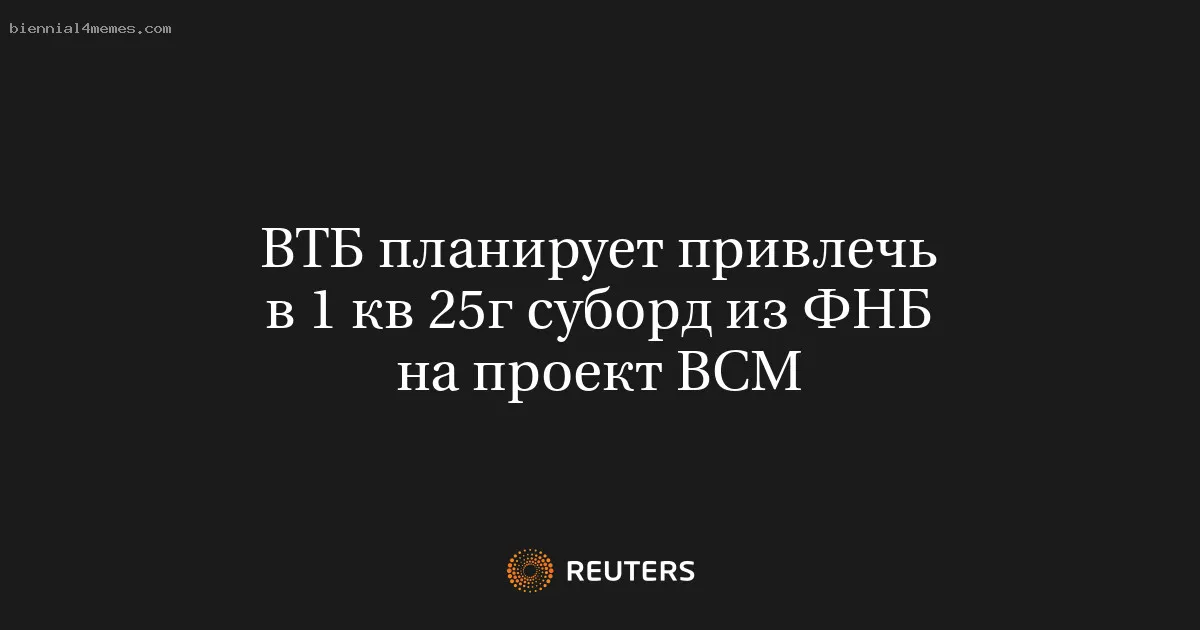 
								ВТБ планирует привлечь в 1 кв 25г суборд из ФНБ на проект ВСМ			