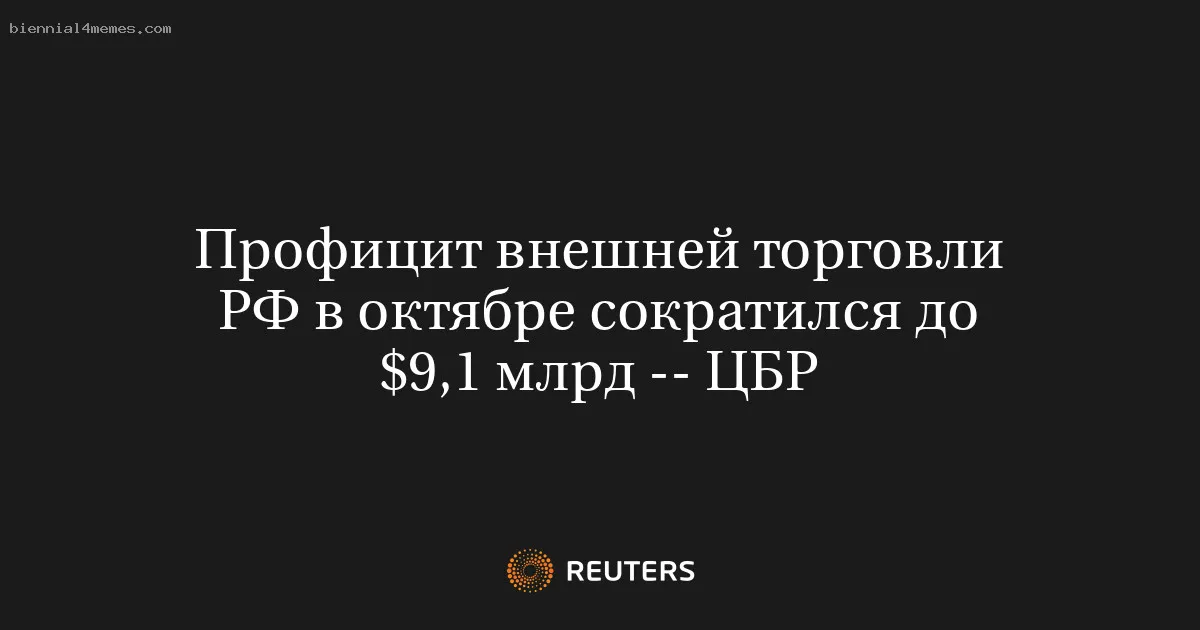 Профицит внешней торговли РФ в октябре сократился до $9,1 млрд -- ЦБР