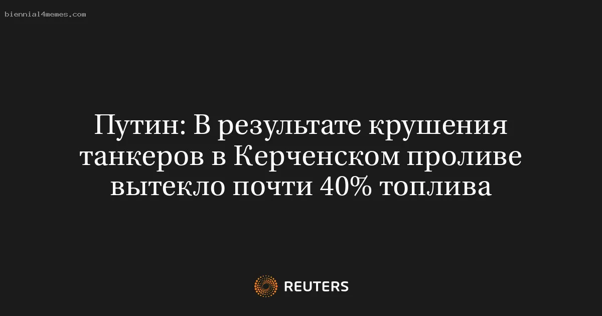 Путин: В результате крушения танкеров в Керченском проливе вытекло почти 40% топлива