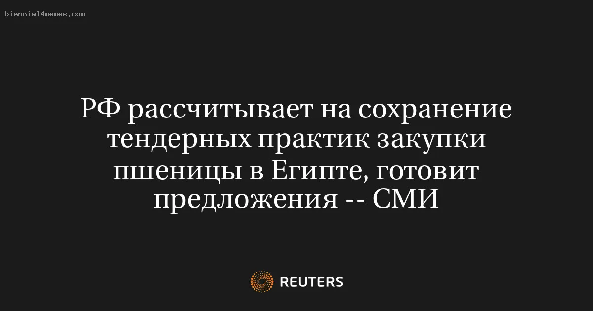 РФ рассчитывает на сохранение тендерных практик закупки пшеницы в Египте, готовит предложения -- СМИ