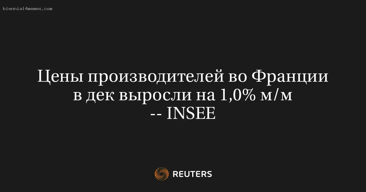 Цены производителей во Франции в дек выросли на 1,0% м/м -- INSEE