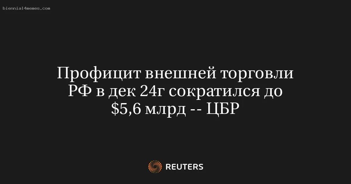 Профицит внешней торговли РФ в дек 24г сократился до $5,6 млрд -- ЦБР