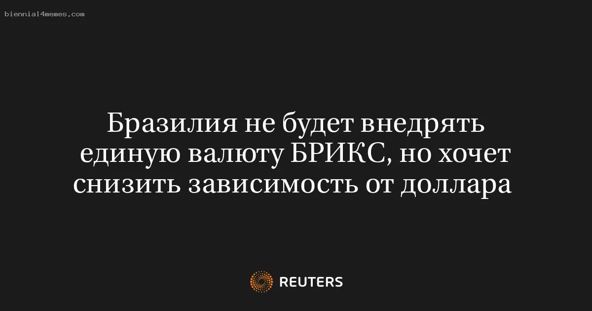 Бразилия не будет внедрять единую валюту БРИКС, но хочет снизить зависимость от доллара