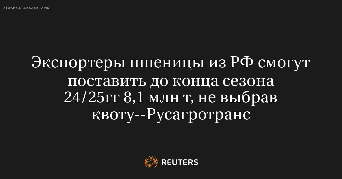 Экспортеры пшеницы из РФ смогут поставить до конца сезона 24/25гг 8,1 млн т, не выбрав квоту--Русагротранс