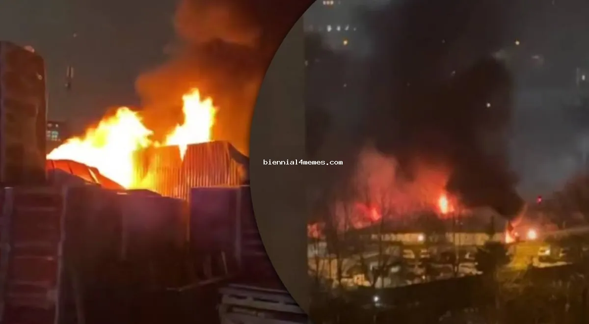 Взрывы и черный дым: в Москве пылает ангар с газовыми баллонами