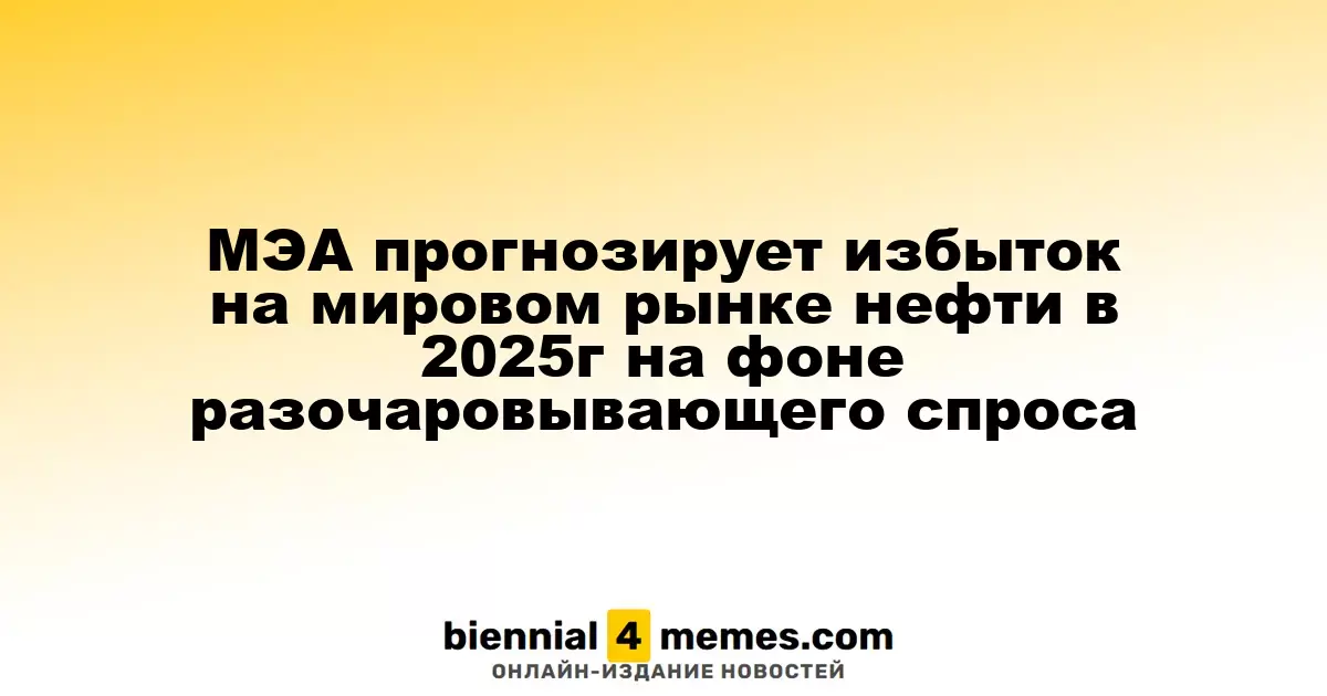 МЭА предсказывает избыток нефти на глобальном рынке в 2025 году из-за слабого спроса