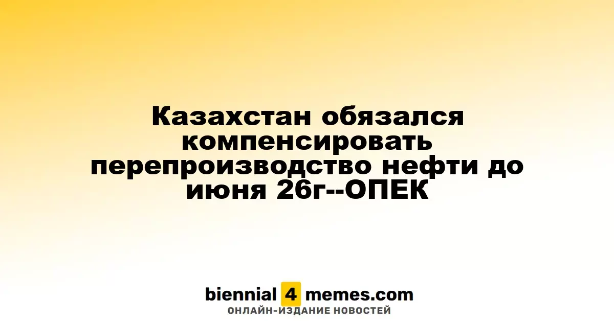 Казахстан согласился компенсировать избыток нефти до июня 2026 года — ОПЕК