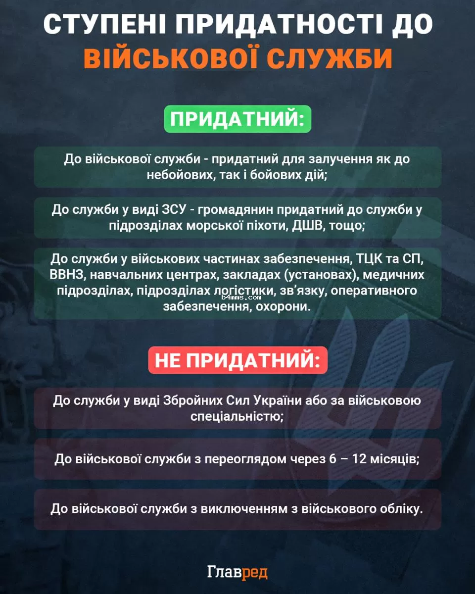 Степени пригодности к военной службе, мобилизация Степени пригодности к военной службе, мобилизация
