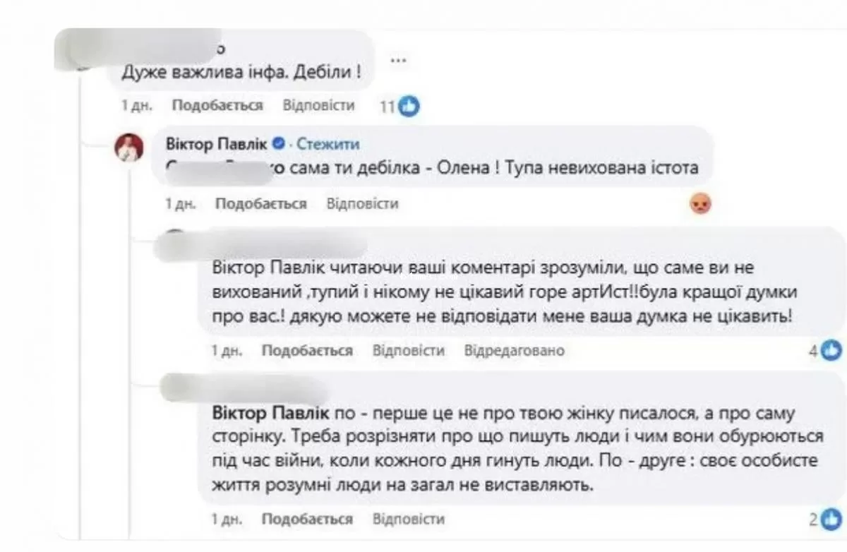 Виктор Павлик поссорился с хейтерами его жены 