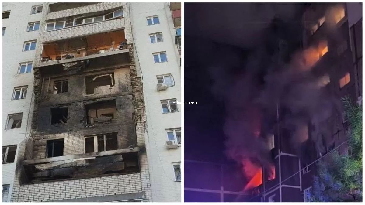 В Курске произошла серия мощных взрывов: жители сообщают о пожаре в жилом доме из-за атаки дронов