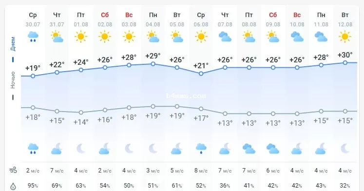 погода 31 июля