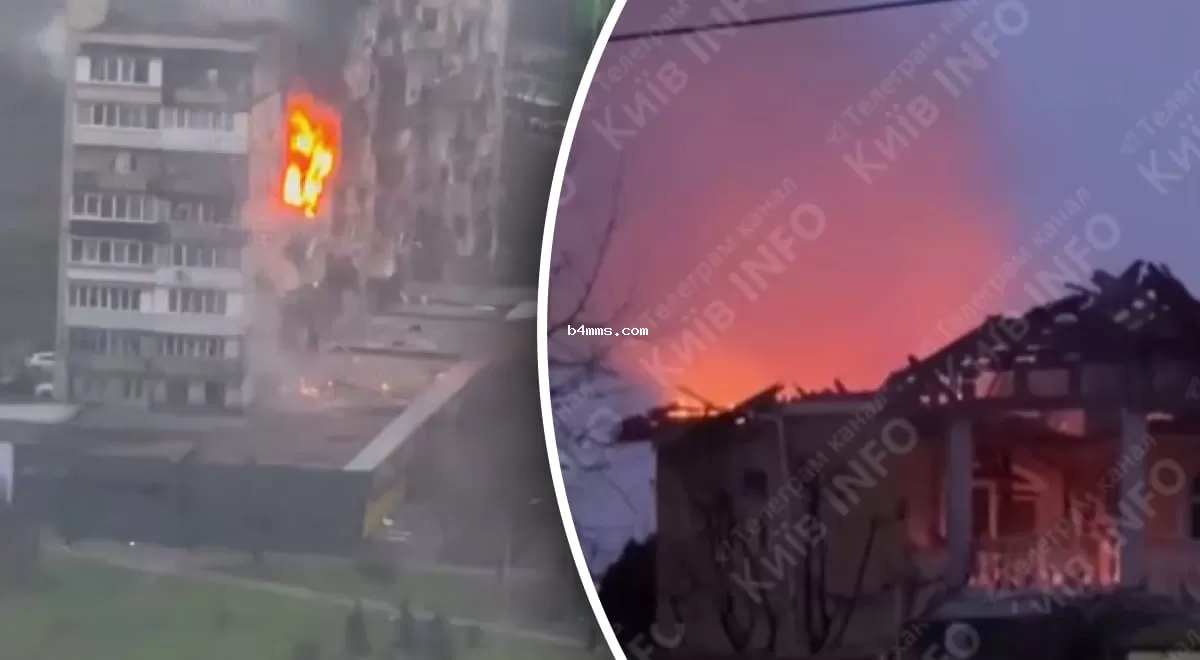 Пламя охватило жилые дома: РФ массированно атакует Киев ракетами и дронами