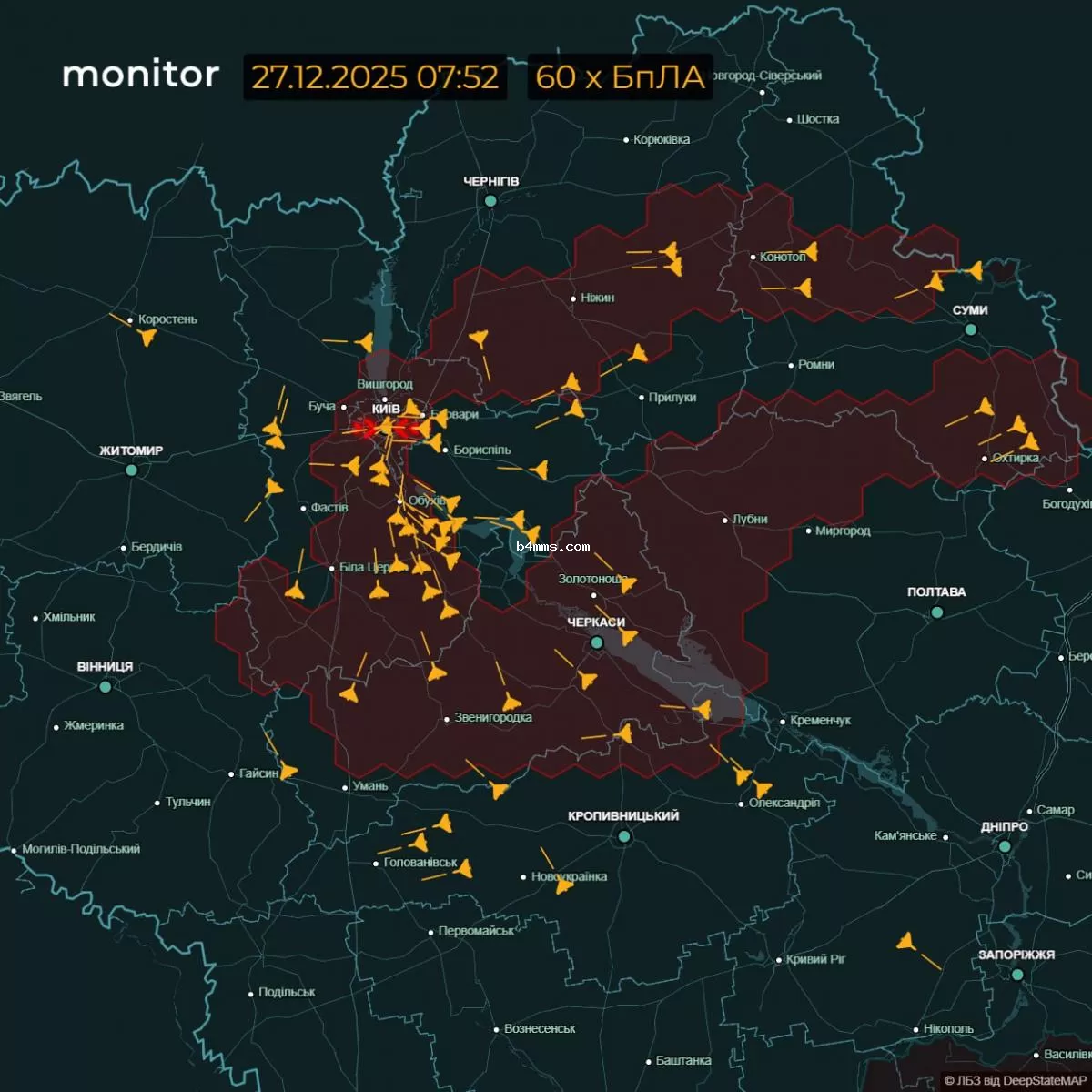 В небе около 60 дронов
