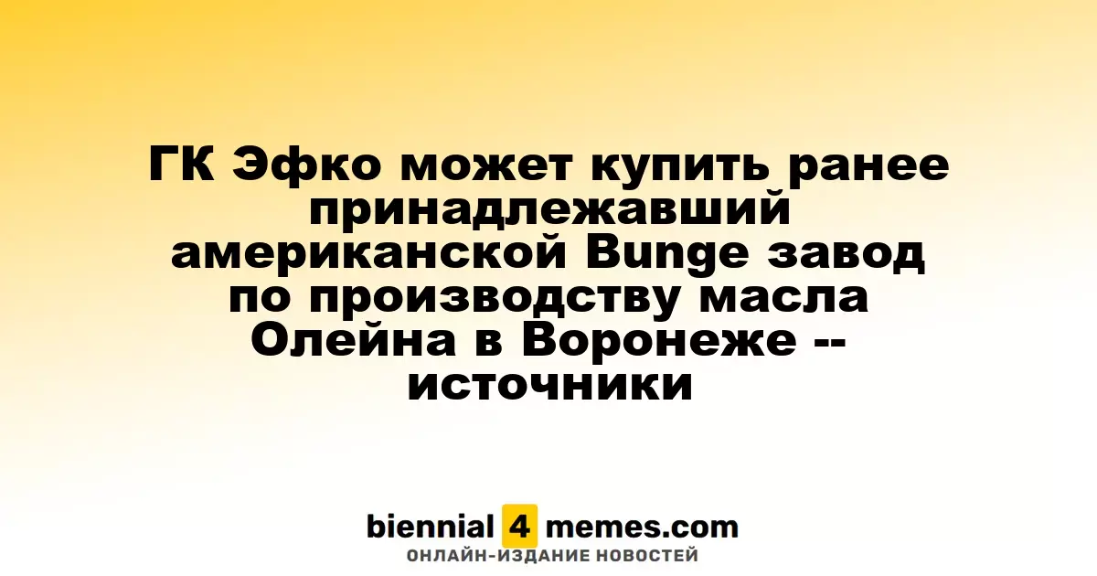 Группа Эфко рассматривает возможность приобретения завода по производству масла Олейна в Воронеже, ранее принадлежащего Bunge