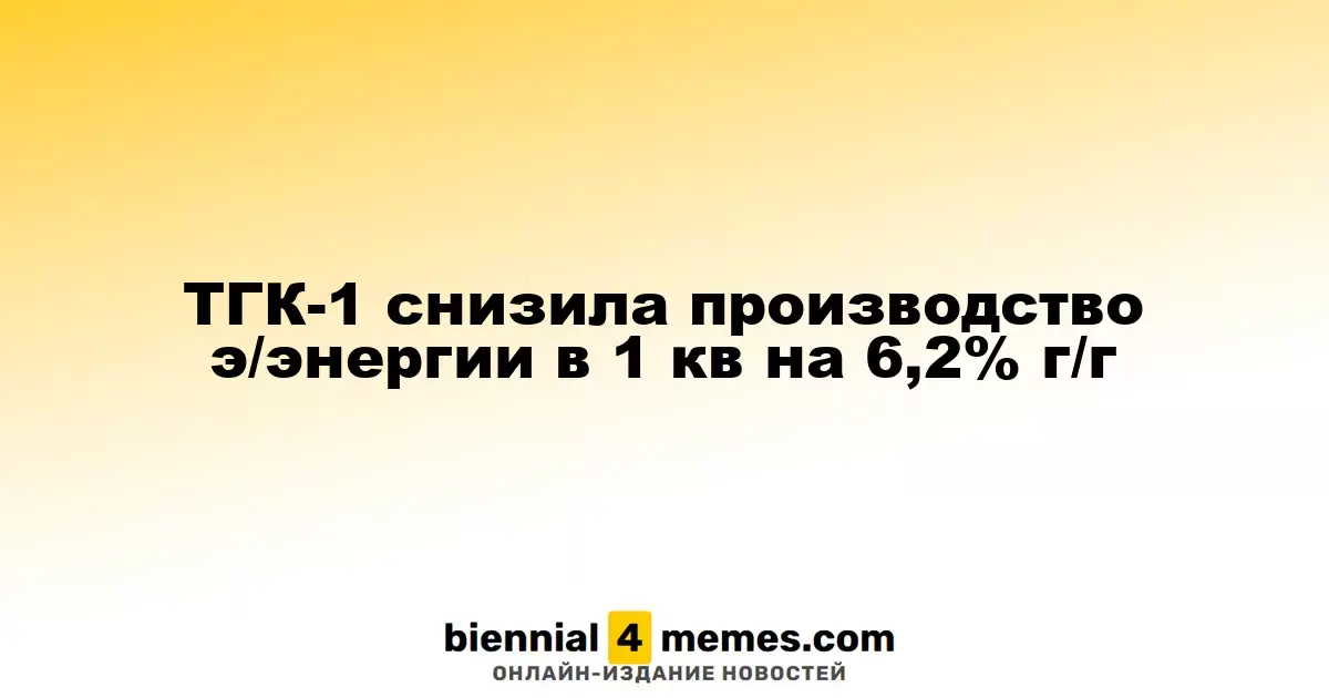 ТГК-1 уменьшила объем производства электроэнергии в I квартале на 6,2% по сравнению с прошлым годом