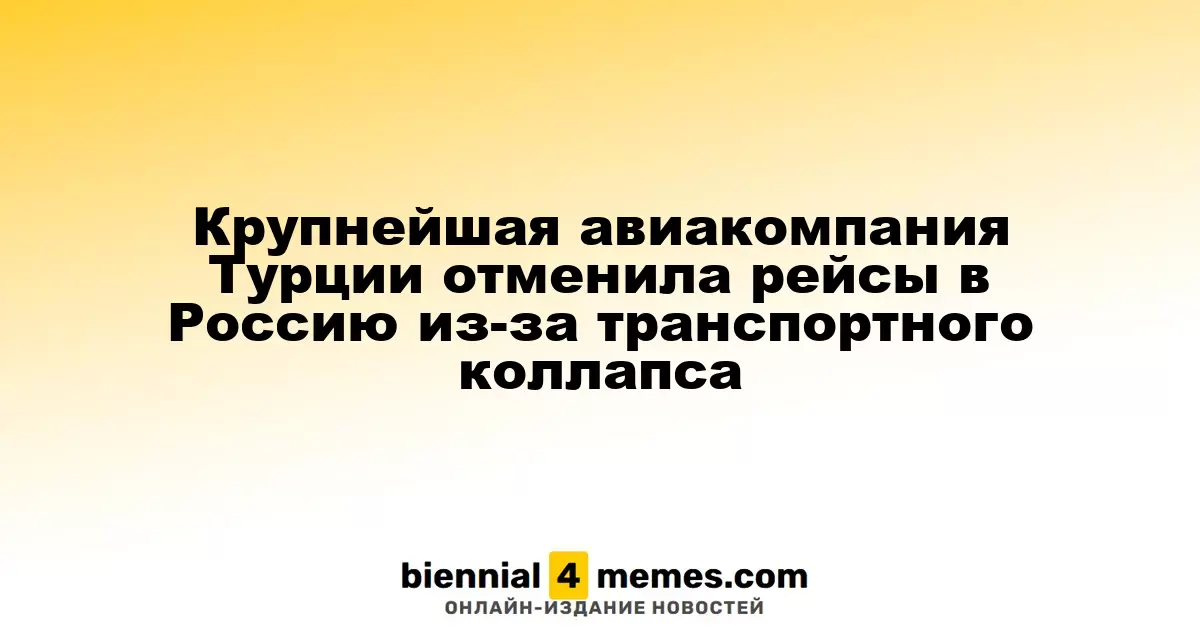 Ведущая авиакомпания Турции приостановила рейсы в Россию из-за транспортного кризиса