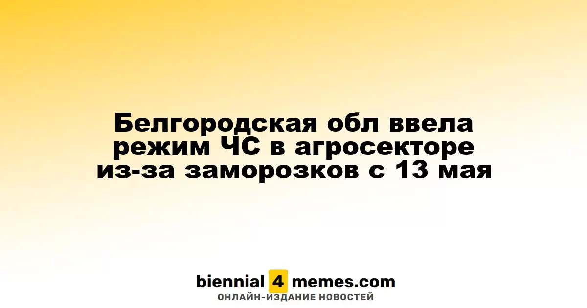 В Белгородской области введен режим чрезвычайной ситуации в агросекторе из-за заморозков с 13 мая