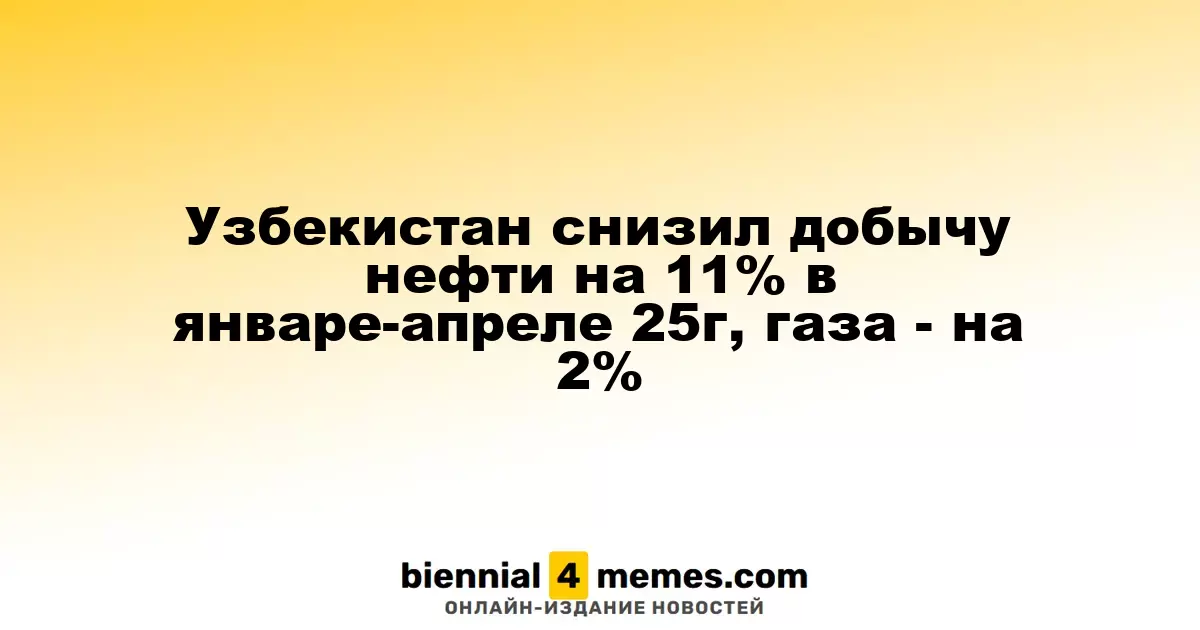 Узбекистан сократил объемы нефти на 11% и газа на 2% в начале 2025 года