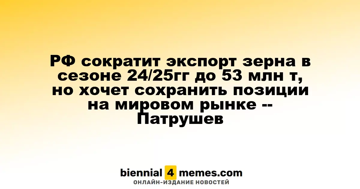 Россия прогнозирует снижение экспорта зерна до 53 млн тонн в сезоне 2024/25, стремясь удержать свои позиции на глобальном рынке — Патрушев