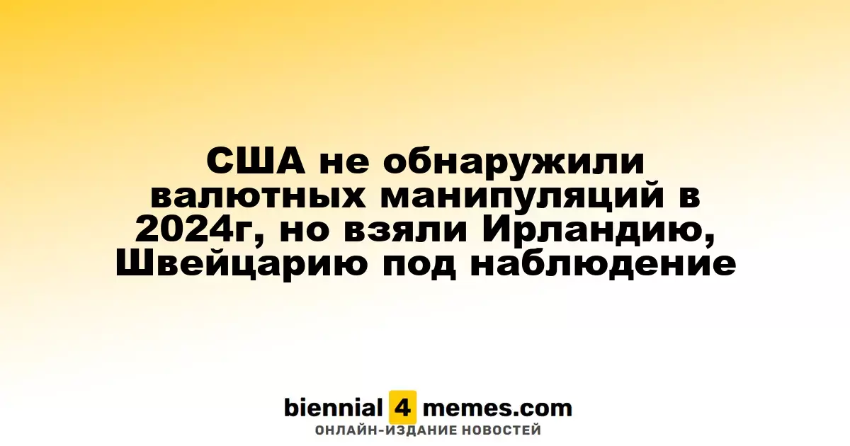 В 2024 году США не выявили валютные манипуляции, но внимательно следят за Ирландией и Швейцарией