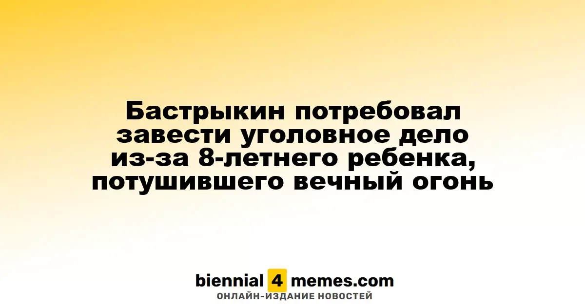 Бастрыкин инициировал уголовное разбирательство из-за 8-летнего мальчика, потушившего Вечный огонь