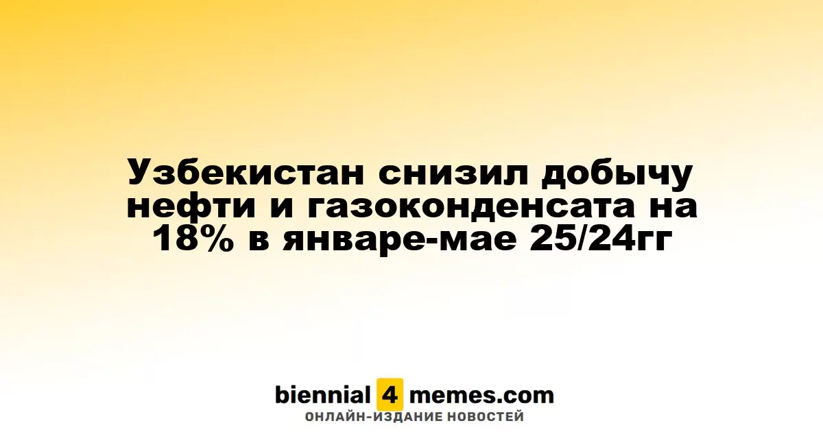 Узбекистан снизил добычу нефти и газоконденсата на 18% в январе-мае 25/24гг