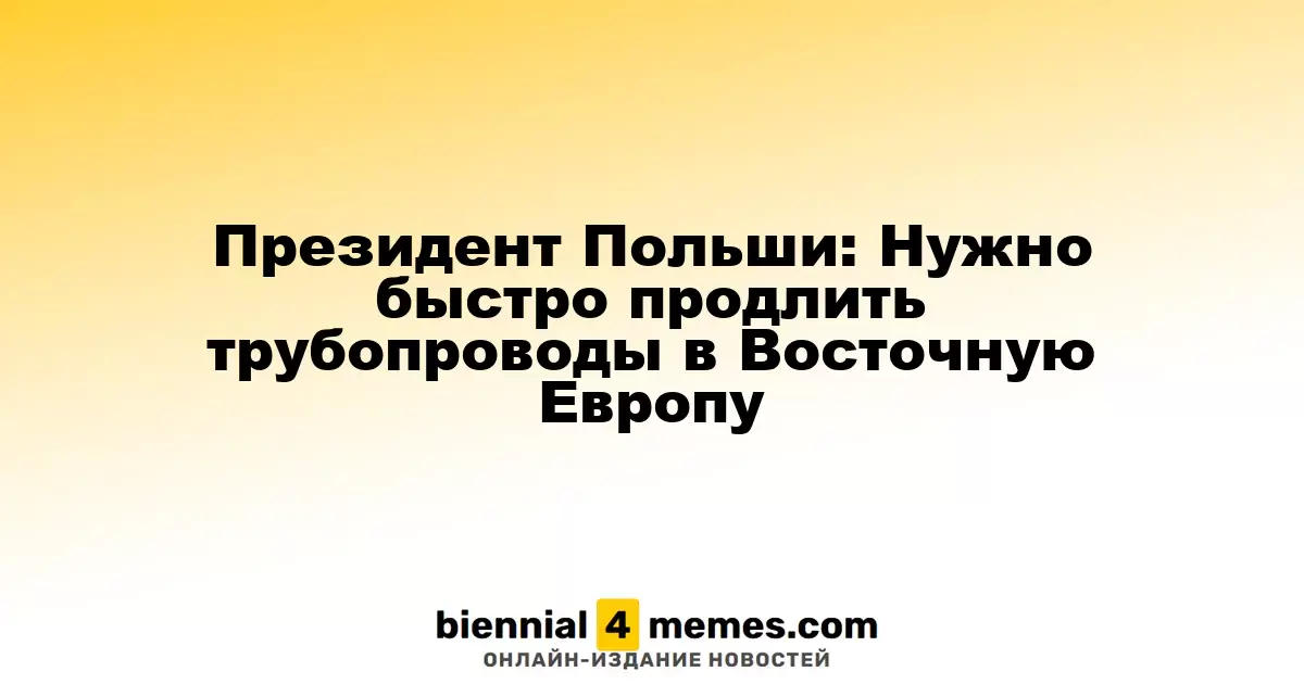 Президент Польши: Нужно быстро продлить трубопроводы в Восточную Европу