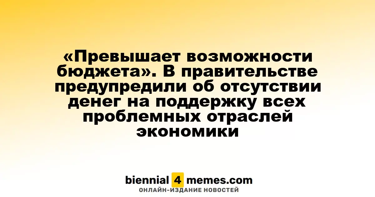«Превышает возможности бюджета». В правительстве предупредили об отсутствии денег на поддержку всех проблемных отраслей экономики