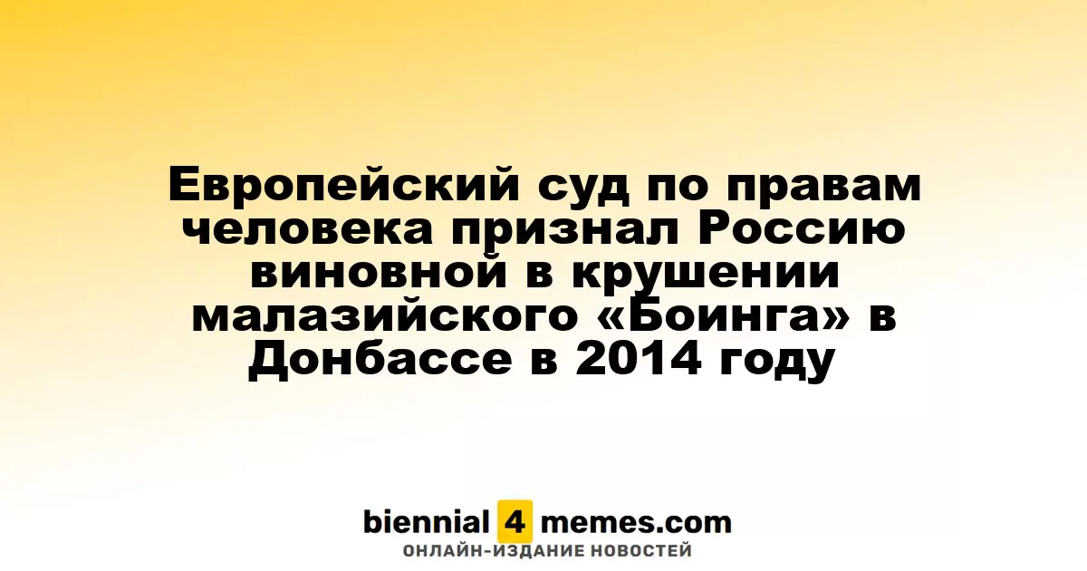 Европейский суд по правам человека признал Россию виновной в крушении малазийского «Боинга» в Донбассе в 2014 году