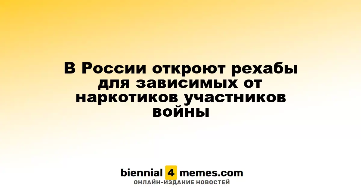 В России откроют рехабы для зависимых от наркотиков участников войны
