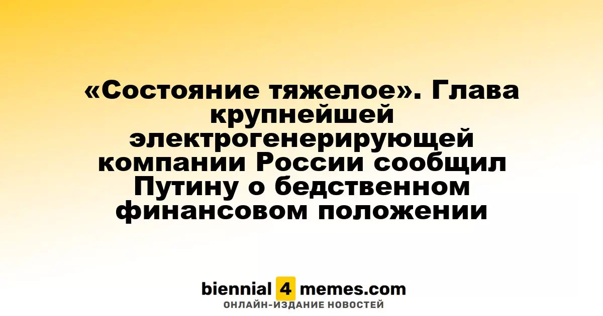 «Состояние тяжелое». Глава крупнейшей электрогенерирующей компании России сообщил Путину о бедственном финансовом положении