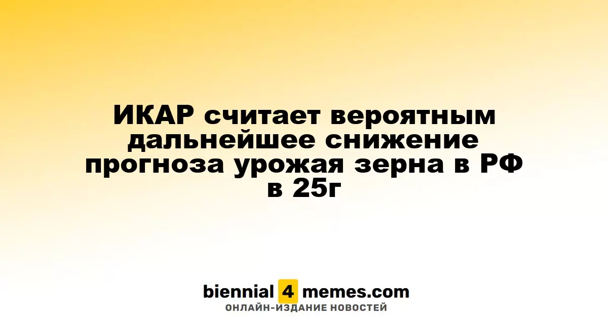 ИКАР считает вероятным дальнейшее снижение прогноза урожая зерна в РФ в 25г