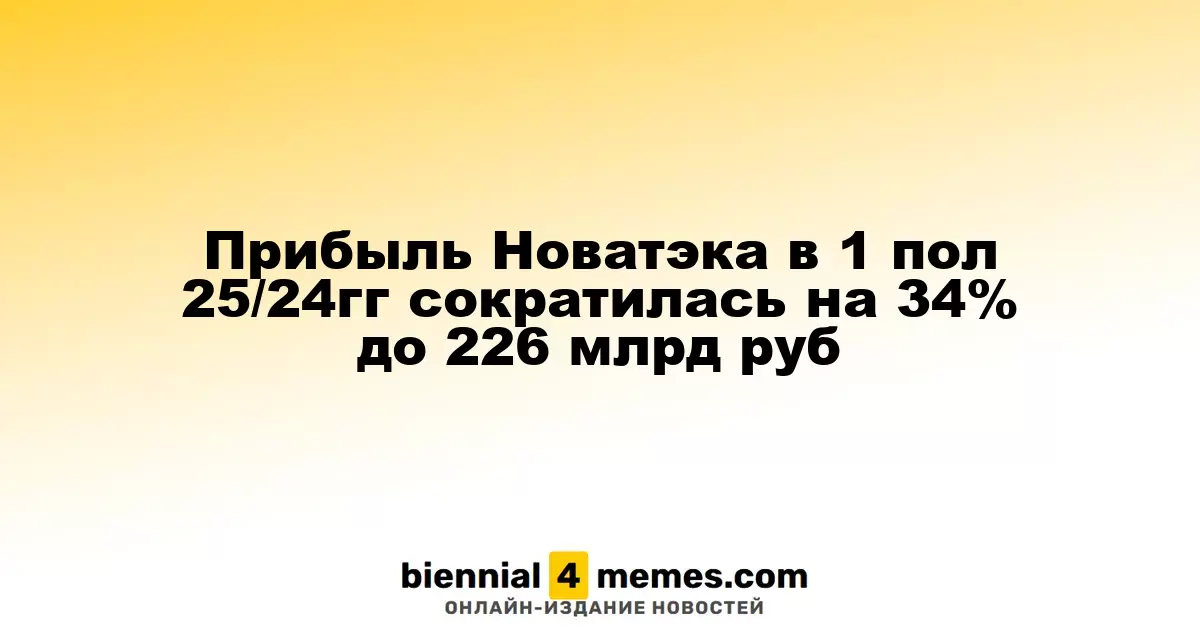 Прибыль Новатэка в 1 пол 25/24гг сократилась на 34% до 226 млрд руб