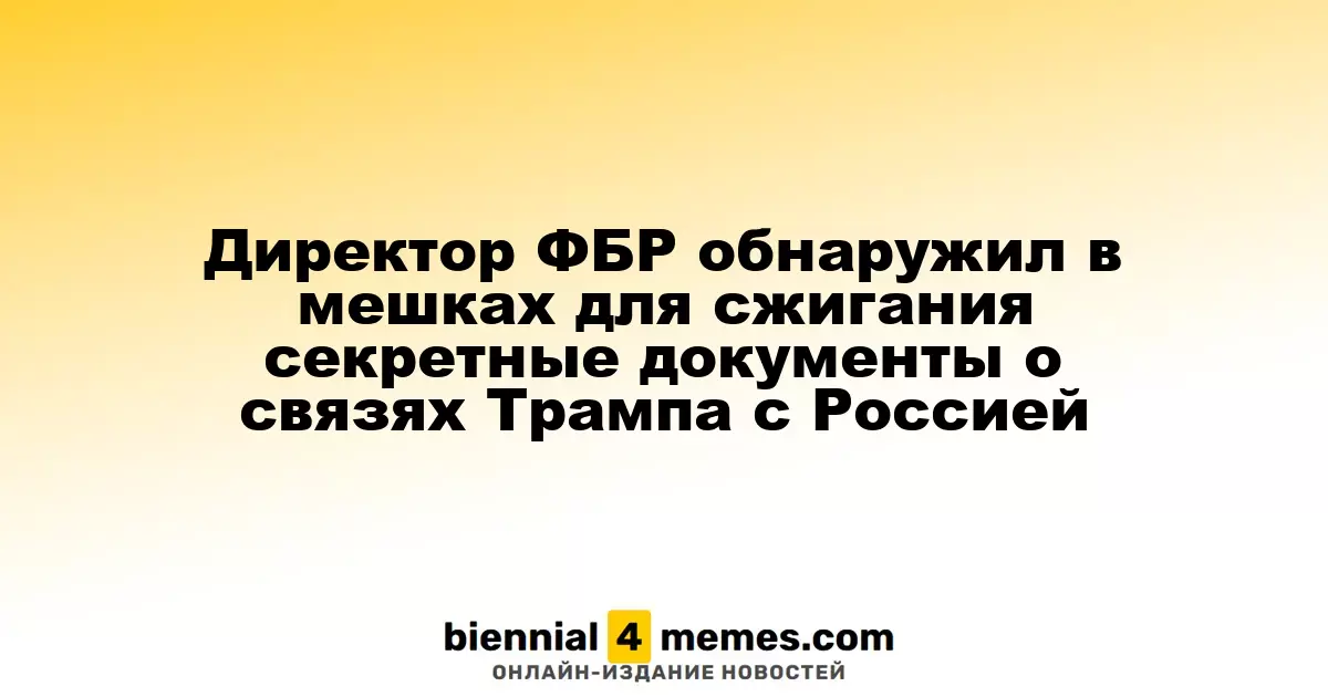 Директор ФБР обнаружил в мешках для сжигания секретные документы о связях Трампа с Россией