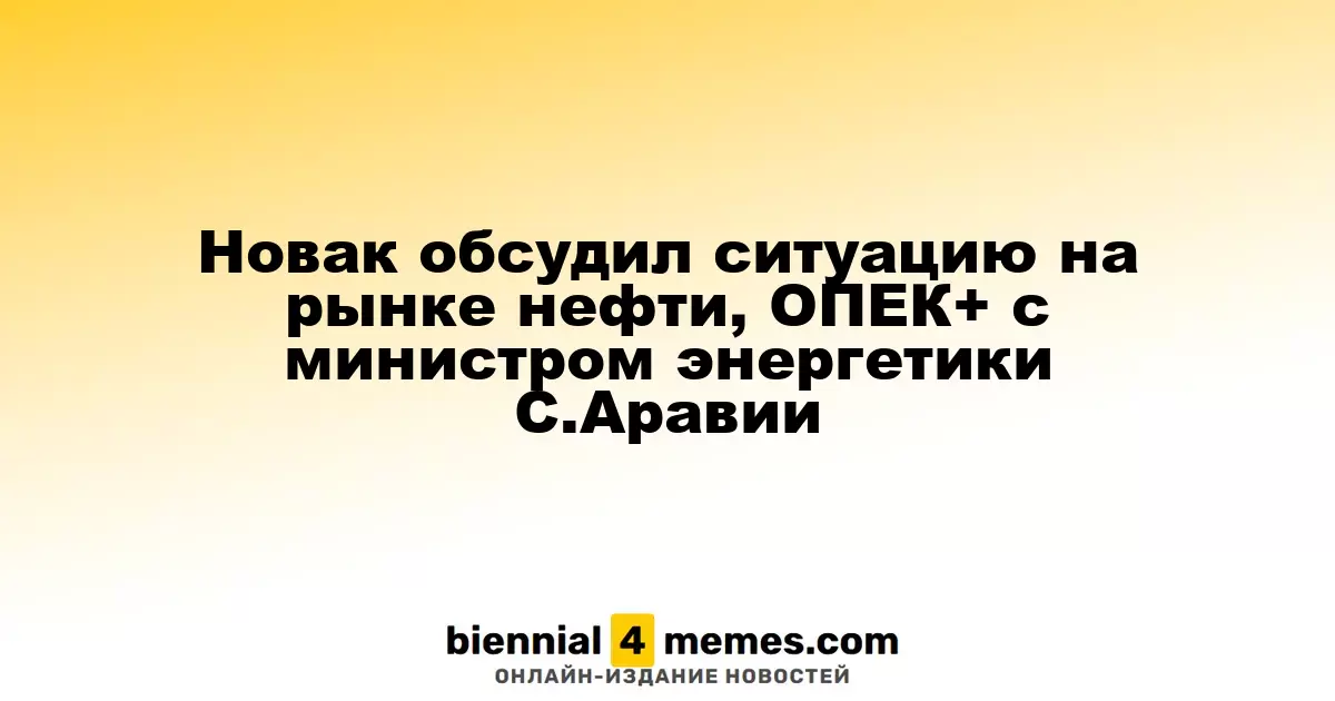 Новак обсудил ситуацию на рынке нефти, ОПЕК+ с министром энергетики С.Аравии