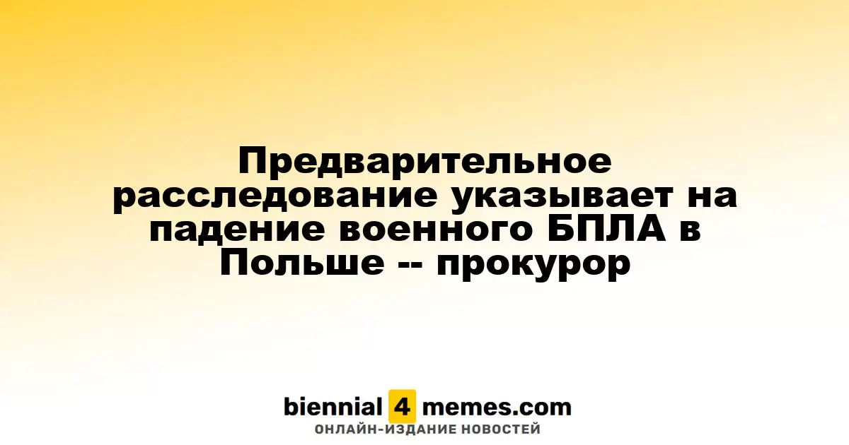 Предварительное расследование указывает на падение военного БПЛА в Польше -- прокурор