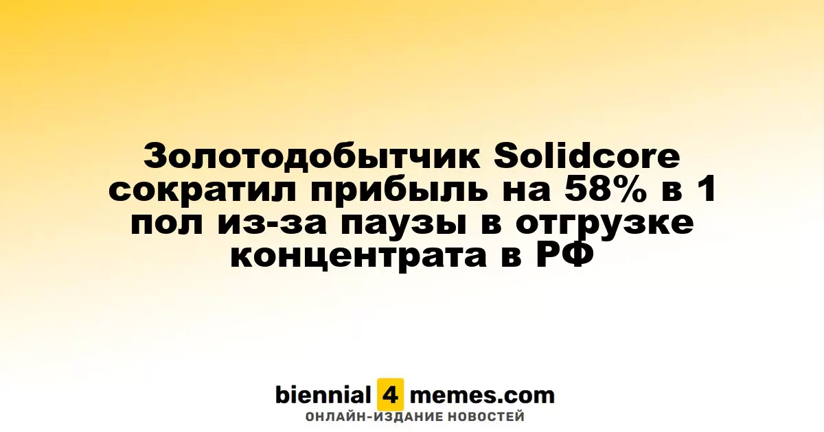 Solidcore, производитель золота, зафиксировал снижение прибыли на 58% в первом полугодии из-за приостановки поставок концентрата в Россию