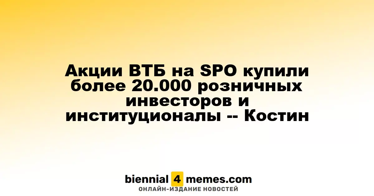 Акции ВТБ на SPO купили более 20.000 розничных инвесторов и институционалы -- Костин
