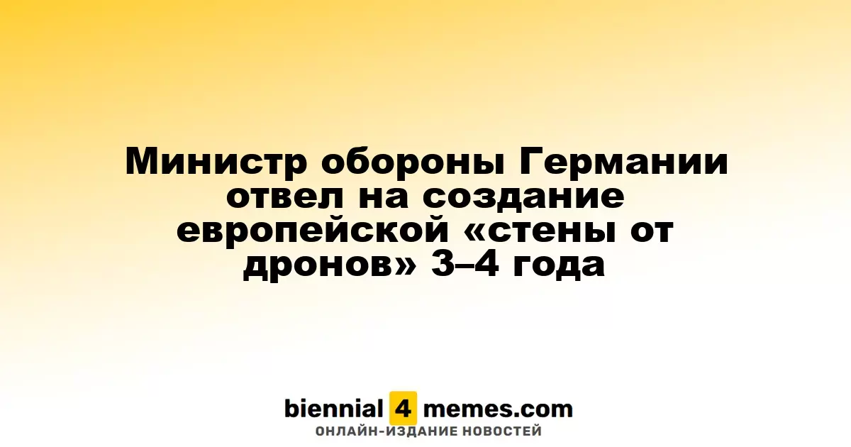 Глава Минобороны Германии назвал сроки создания европейской системы защиты от дронов