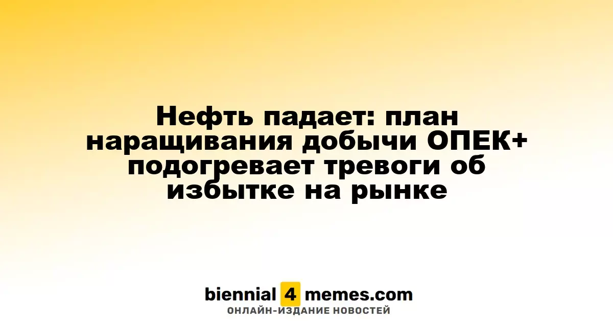 Нефть падает: план наращивания добычи ОПЕК+ подогревает тревоги об избытке на рынке