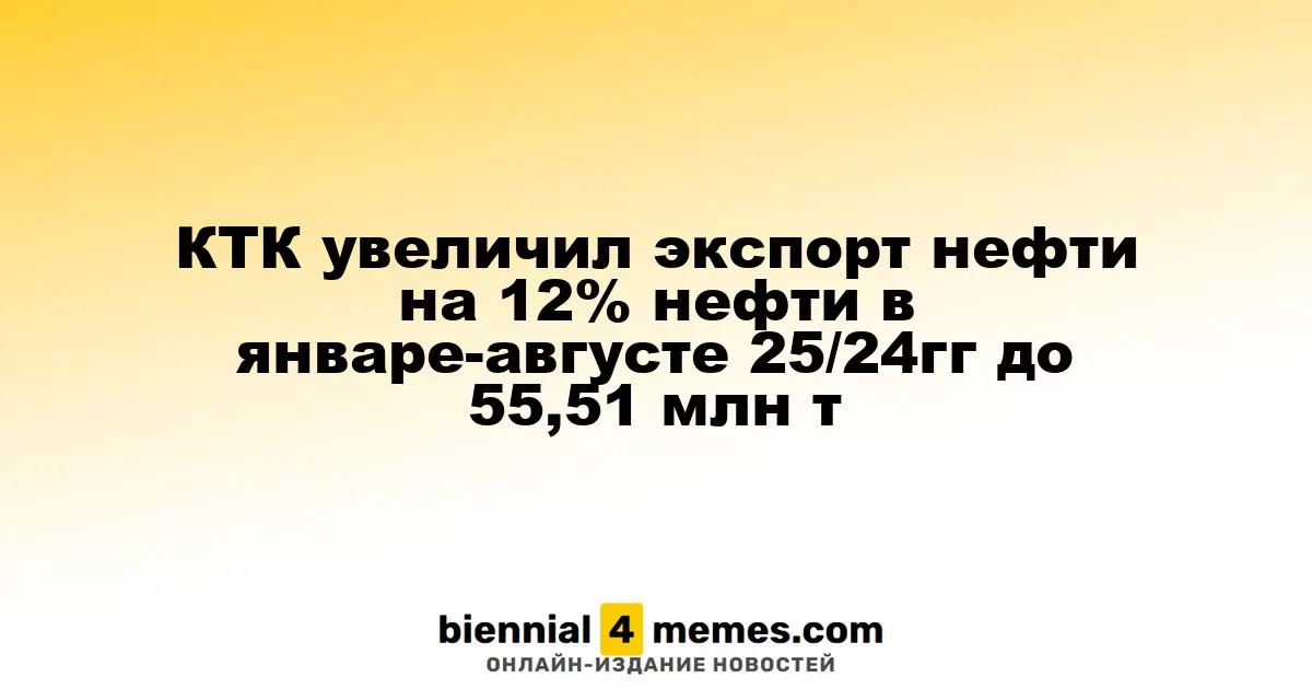 КТК увеличил объем экспорта нефти на 12% за январь-август 2025 года до 55,51 млн тонн