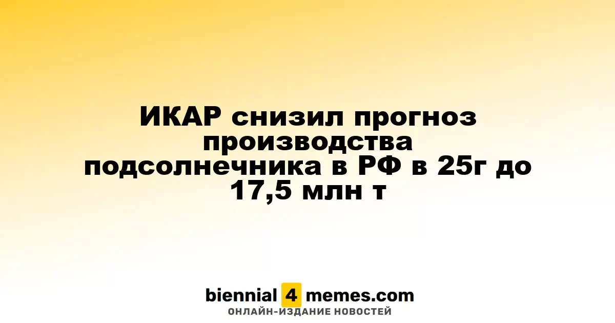 ИКАР пересмотрел прогноз выращивания подсолнечника в России на 2025 год до 17,5 млн тонн