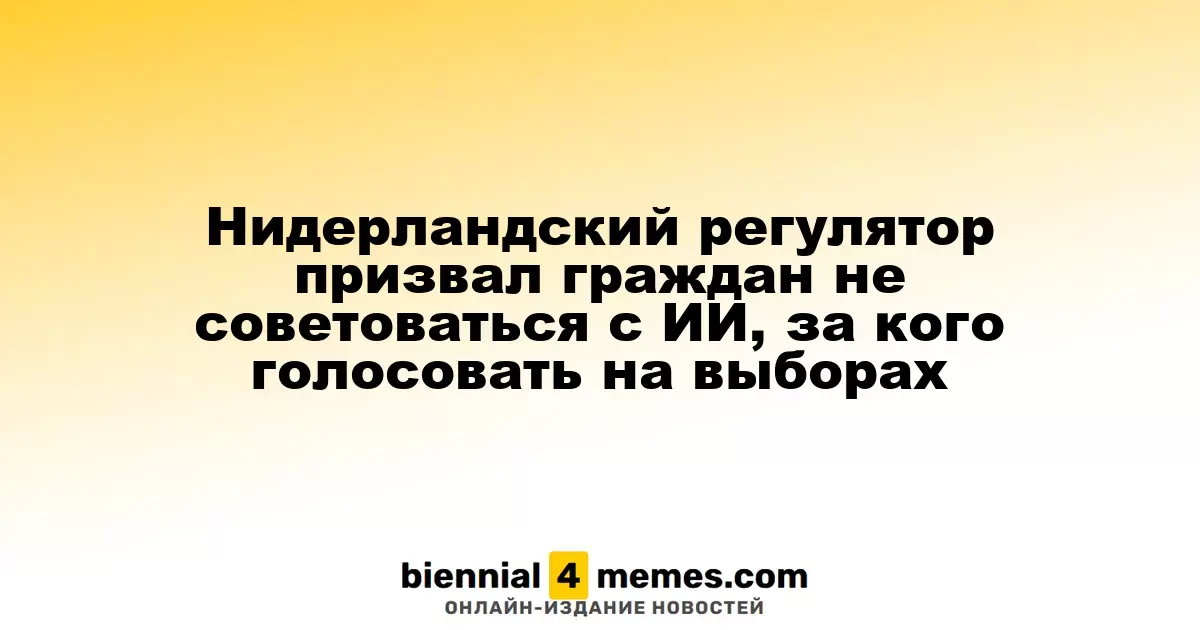 Регулирующий орган Нидерландов предостерег граждан от использования ИИ для выбора кандидатов на выборах