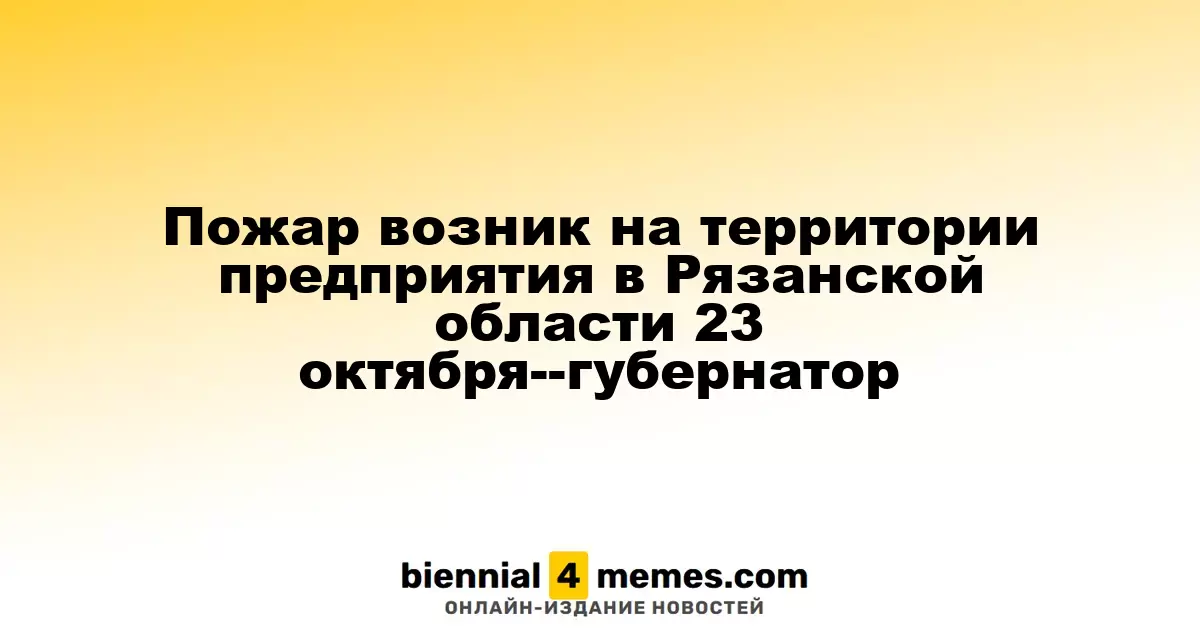 В Рязанской области произошел пожар на заводе 23 октября -- губернатор