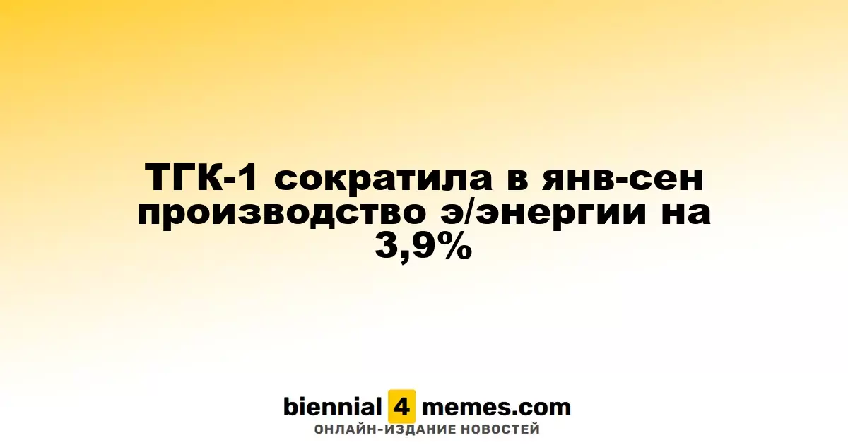 ТГК-1 снизила объем производства электроэнергии на 3,9% в период с января по сентябрь