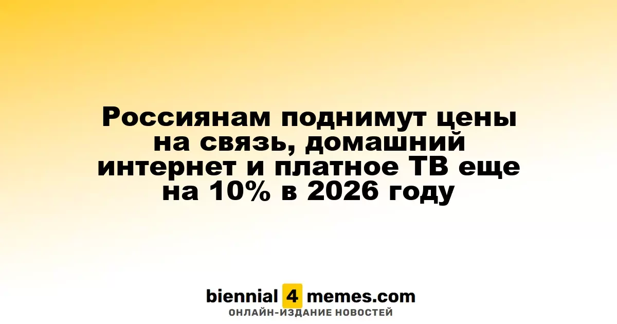В 2026 году россияне столкнутся с увеличением цен на связь, интернет и платное телевидение на 10%