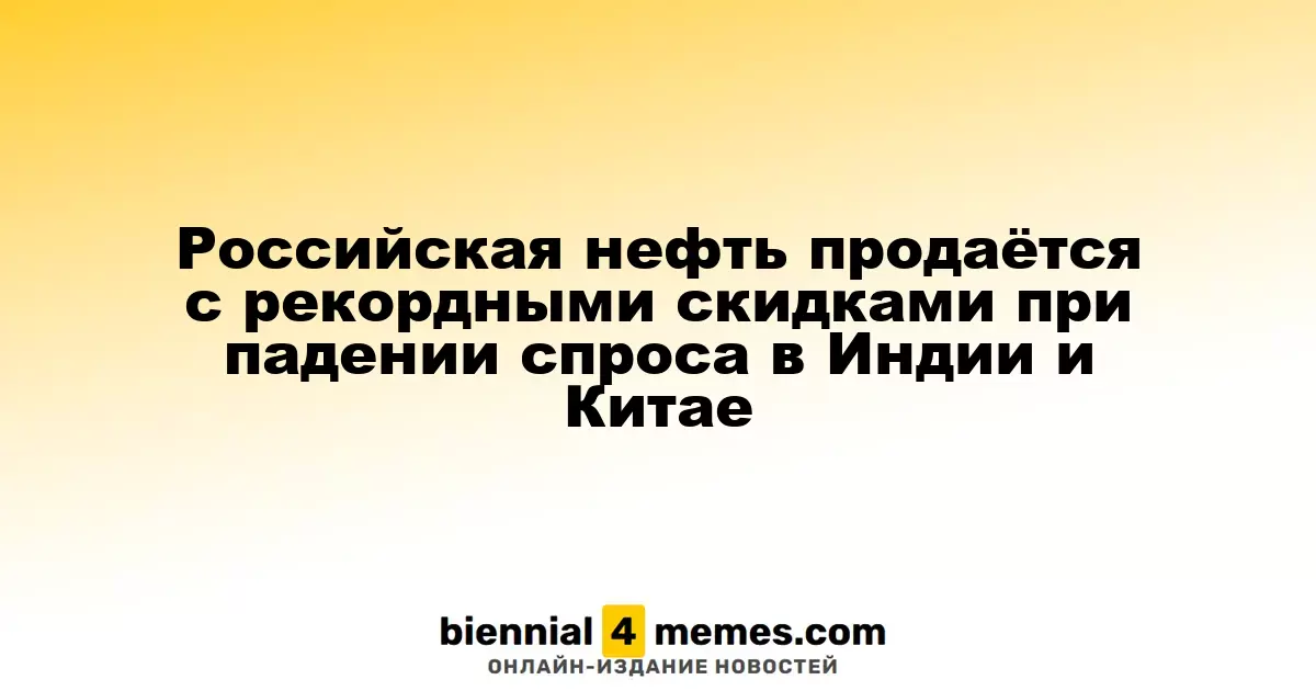 Скидки на российскую нефть достигают рекордных уровней на фоне снижения спроса в Индии и Китае