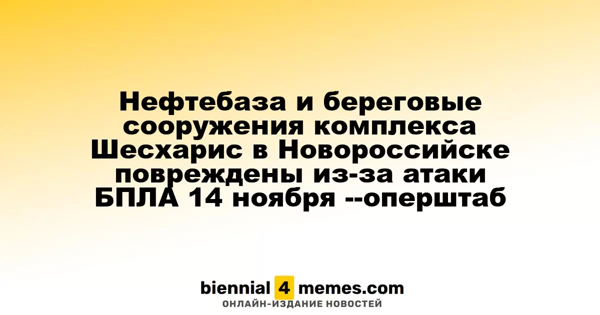 Атака беспилотников 14 ноября привела к повреждениям на нефтебазе и береговых сооружениях комплекса Шесхарис в Новороссийске — оперативный штаб